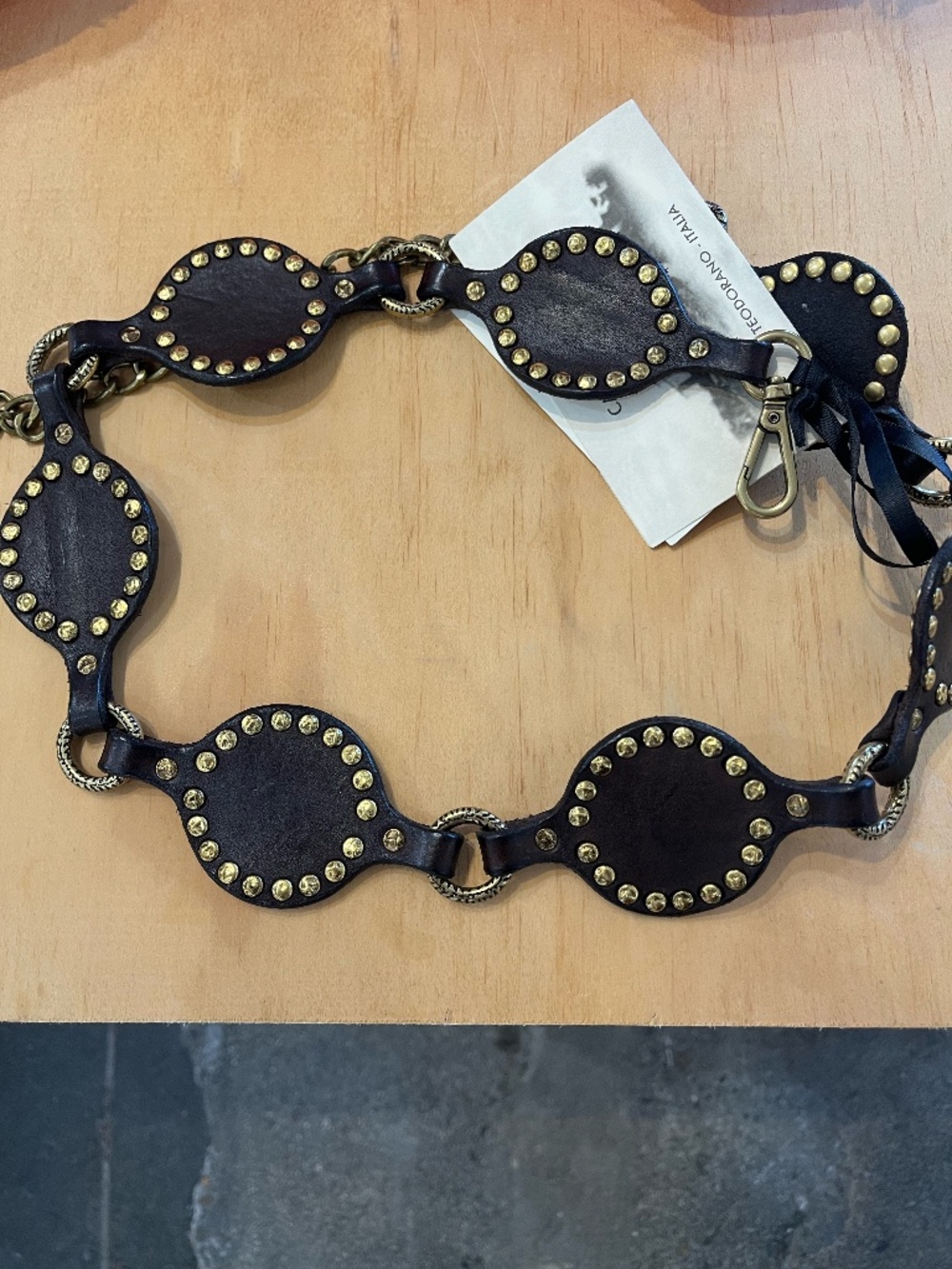 Campomaggi Brown and Gold Studded Belt
